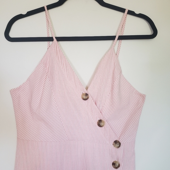 FANTASTIC Fawn L Midi Dress Striped Pink/White Button Up Cotton* - Picture 3 of 15